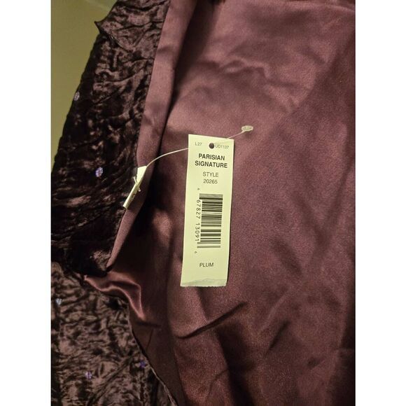 Parisian Signature Women's One Size Plum Crushed Velvet Sequins Evening Wrap - Picture 4 of 6